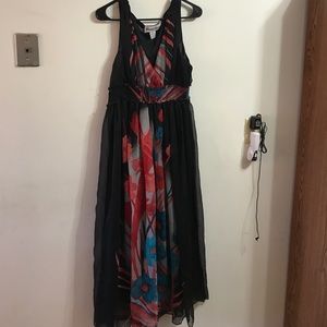 Mock wrap V-neck maxi dress